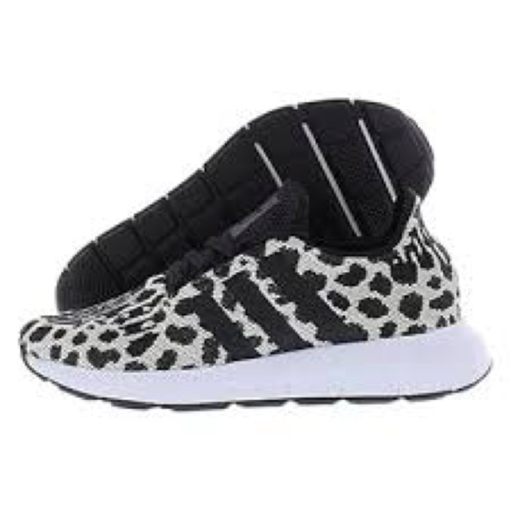 Adidas Black and White Leopard Print Sneakers